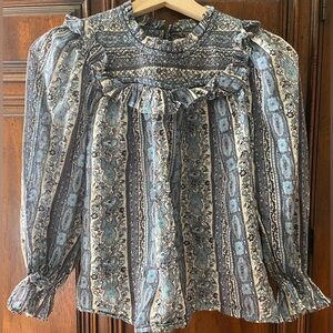 DÔEN Blue Paisley Top XS 100% Cotton